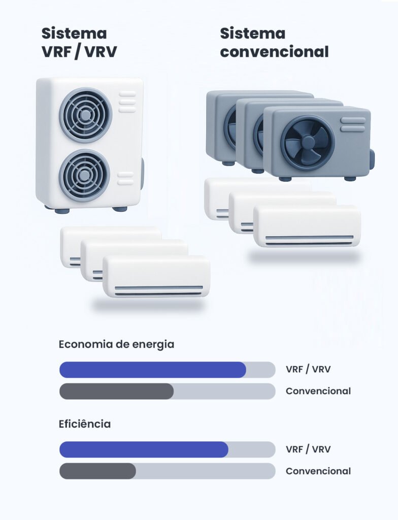 comparativo ar condicional VRV vs ar condicionado convencional
